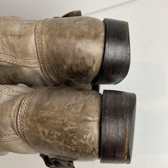 FRYE Slate Brown VERONICA SLOUCH Harness Riding boots Sz 6.5 Distressed Bohemian - Picture 11 of 16